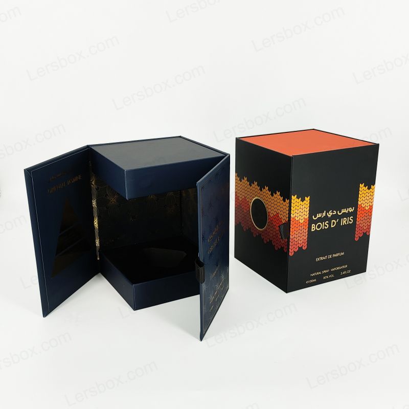 صندوق عطور صلب فاخر مع شعار مخصص من رقائق الذهب وصينية EVA أنيقة HP002