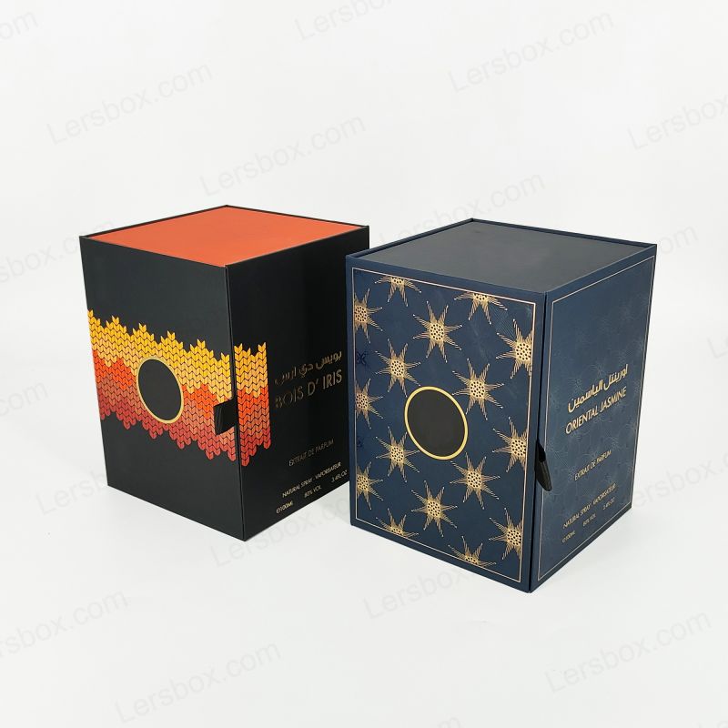 صندوق عطور صلب فاخر مع شعار مخصص من رقائق الذهب وصينية EVA أنيقة HP002