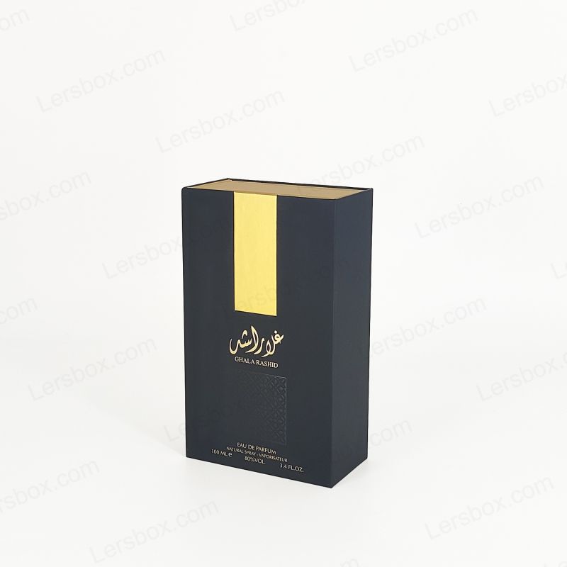 تغليف العطور برقائق الذهب مع غطاء صلب وصينية إسفنجية EVA لعرض العطر HP011