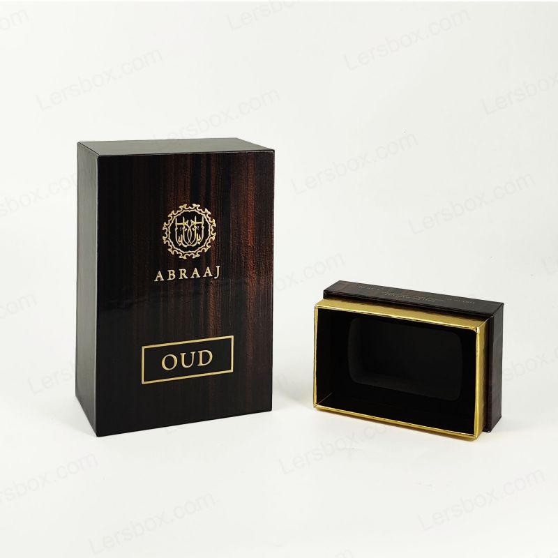 عبوة عطر صلبة مصنوعة يدويًا مع تفاصيل من رقائق الذهب وإدراج رغوة EVA HP019