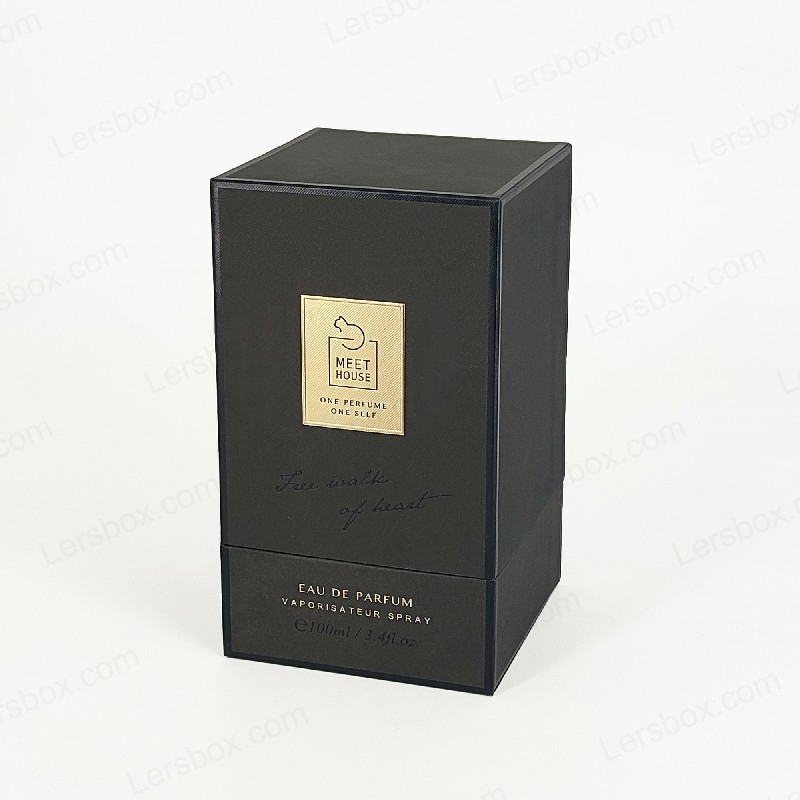 صندوق عطور من رقائق الذهب مع غطاء صلب وقاعدة وصينية من إسفنج EVA للعرض الفاخر HP034