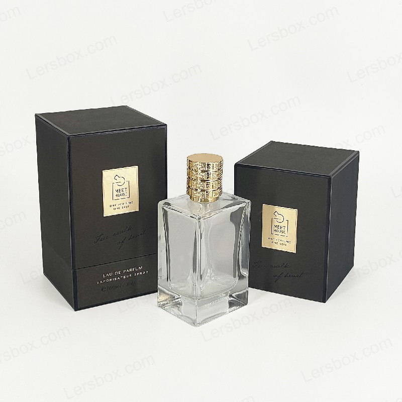 صندوق عطور من رقائق الذهب مع غطاء صلب وقاعدة وصينية من إسفنج EVA للعرض الفاخر HP034