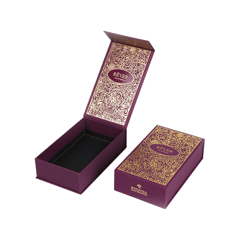 Sand Gold Perfume Presentation Box with Flocked EVA Insert