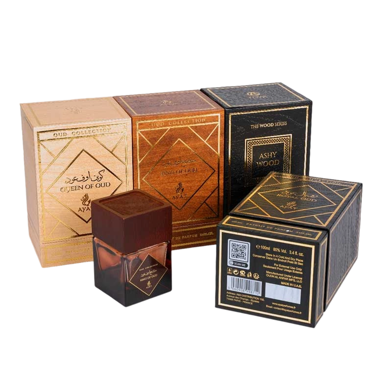 صندوق عطر مصنوع من ورق الحبوب الخشبية المقلد