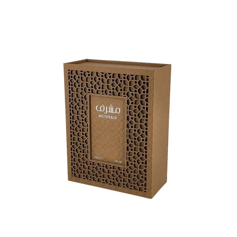 صندوق عطور منقوش برقائق ذهبية مع غطاء صلب وإدراج EVA HP001