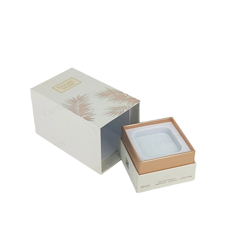 علبة هدايا عطر مصنوعة يدويًا مع علامة تجارية من رقائق الذهب ووسادة من إسفنج EVA HP003