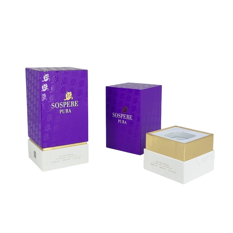 صندوق عطور صلب ممتاز مع شعار رقائق ذهبية وصينية EVA مصنوعة يدويًا HP006