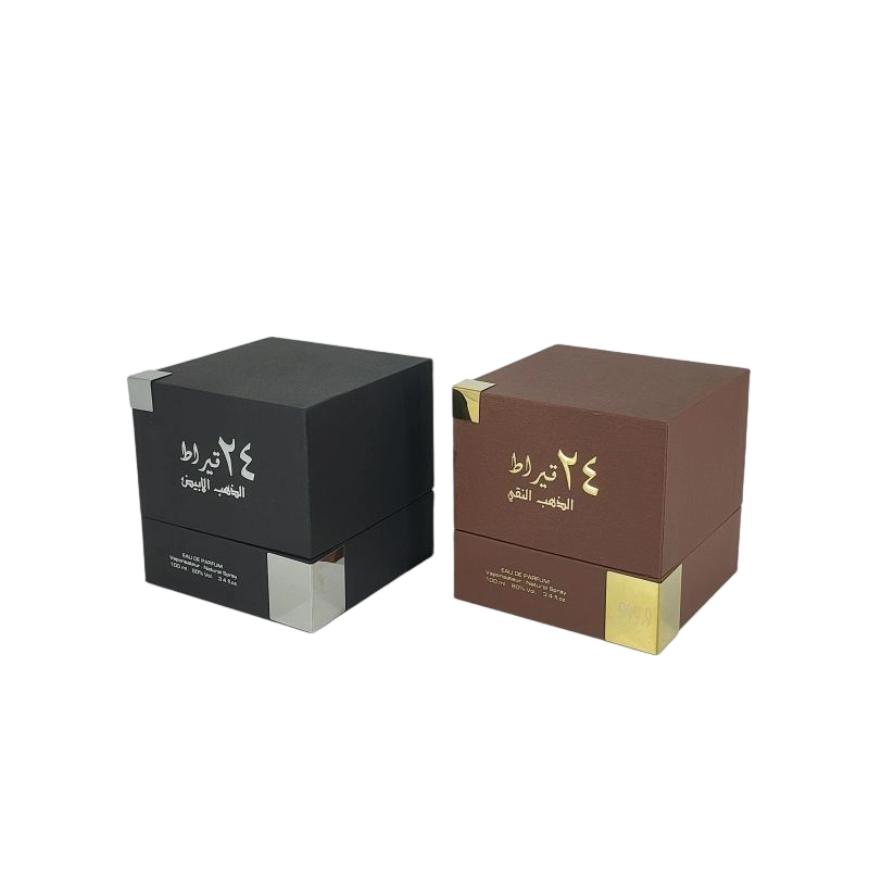 صندوق عطور صلب ممتاز مع شعار رقائق ذهبية وصينية EVA مصنوعة يدويًا HP006