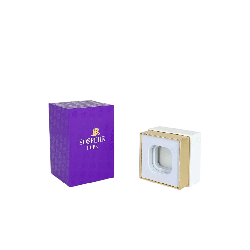 صندوق عطور صلب ممتاز مع شعار رقائق ذهبية وصينية EVA مصنوعة يدويًا HP006