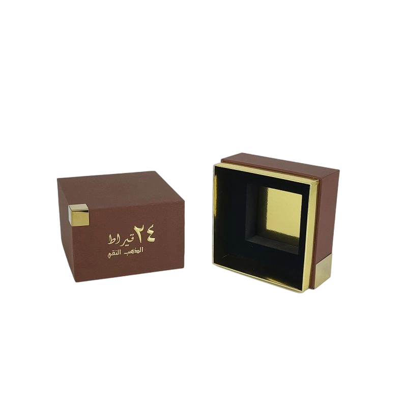 صندوق عطور فاخر من رقائق الذهب مع بطانة من إسفنج EVA وبنية قاعدة صلبة HP007