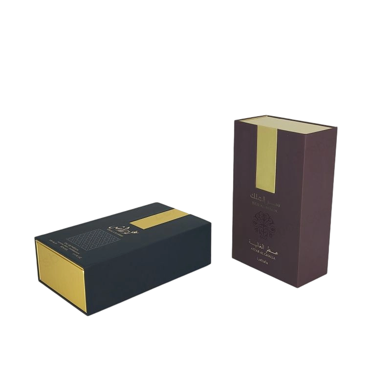 تغليف العطور برقائق الذهب مع غطاء صلب وصينية إسفنجية EVA لعرض العطر HP011
