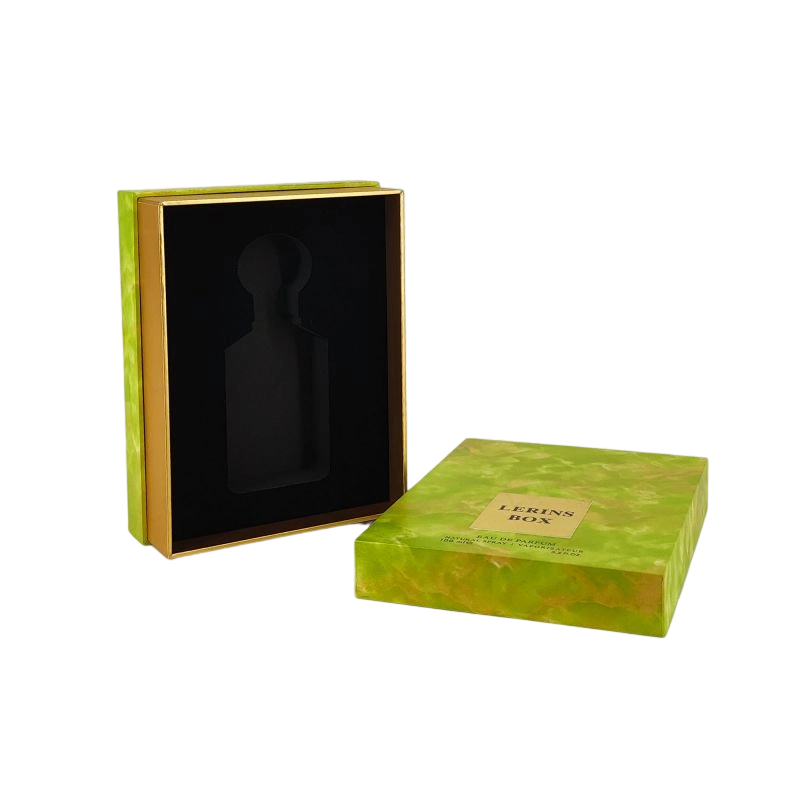 صندوق عطور أنيق من رقائق الذهب مع صينية EVA لعرض العطر وقاعدة غطاء صلبة HP020