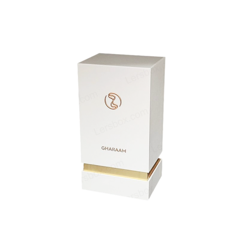 صندوق عطور فاخر مع شعار مصنوع يدويًا من رقائق الذهب وإدراج رغوة EVA HP012