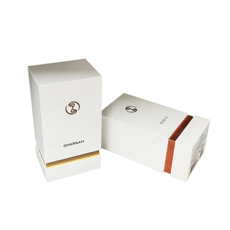 صندوق عطور فاخر مع شعار مصنوع يدويًا من رقائق الذهب وإدراج رغوة EVA HP012