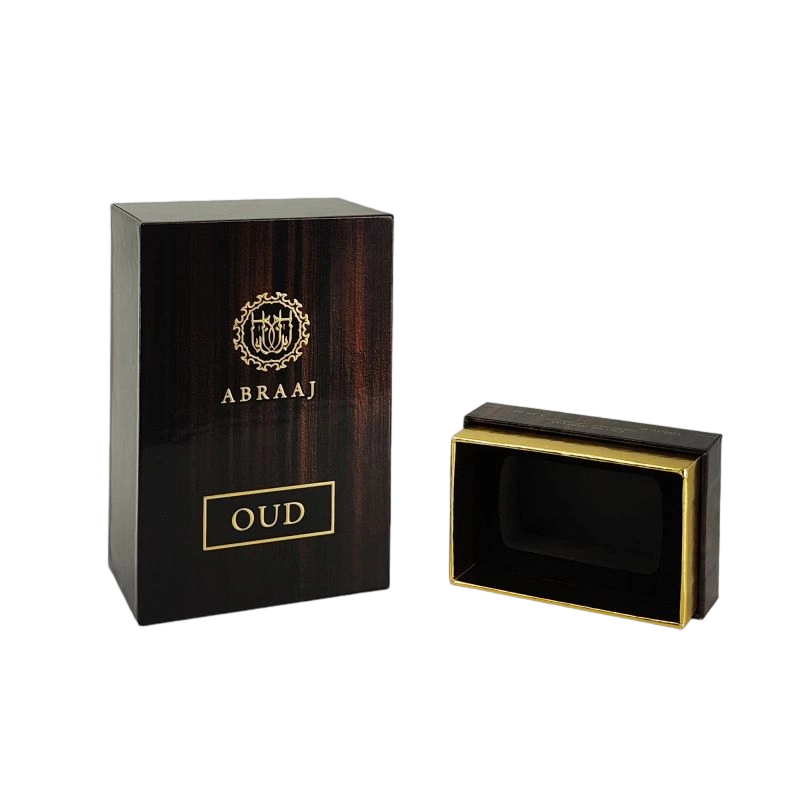 عبوة عطر صلبة مصنوعة يدويًا مع تفاصيل من رقائق الذهب وإدراج رغوة EVA HP019