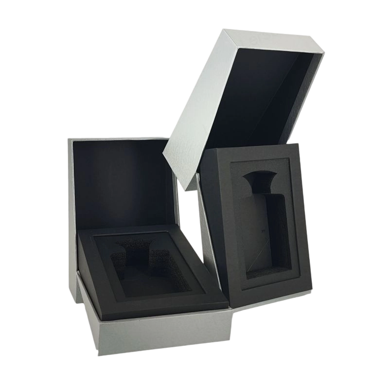 صندوق عطور فاخر من رقائق الذهب مع صينية إسفنجية EVA وقاعدة غطاء أنيقة HP025