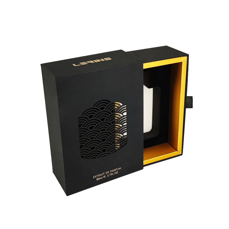 صندوق عطور فاخر مزود برقائق ذهبية مخصصة، وصينية EVA، وغطاء صلب للحماية HP033