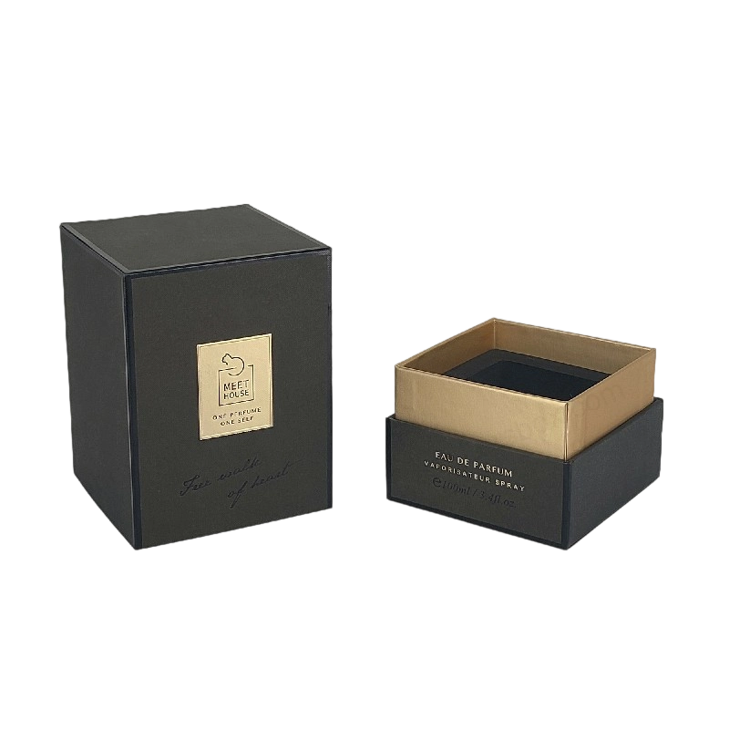 صندوق عطور من رقائق الذهب مع غطاء صلب وقاعدة وصينية من إسفنج EVA للعرض الفاخر HP034