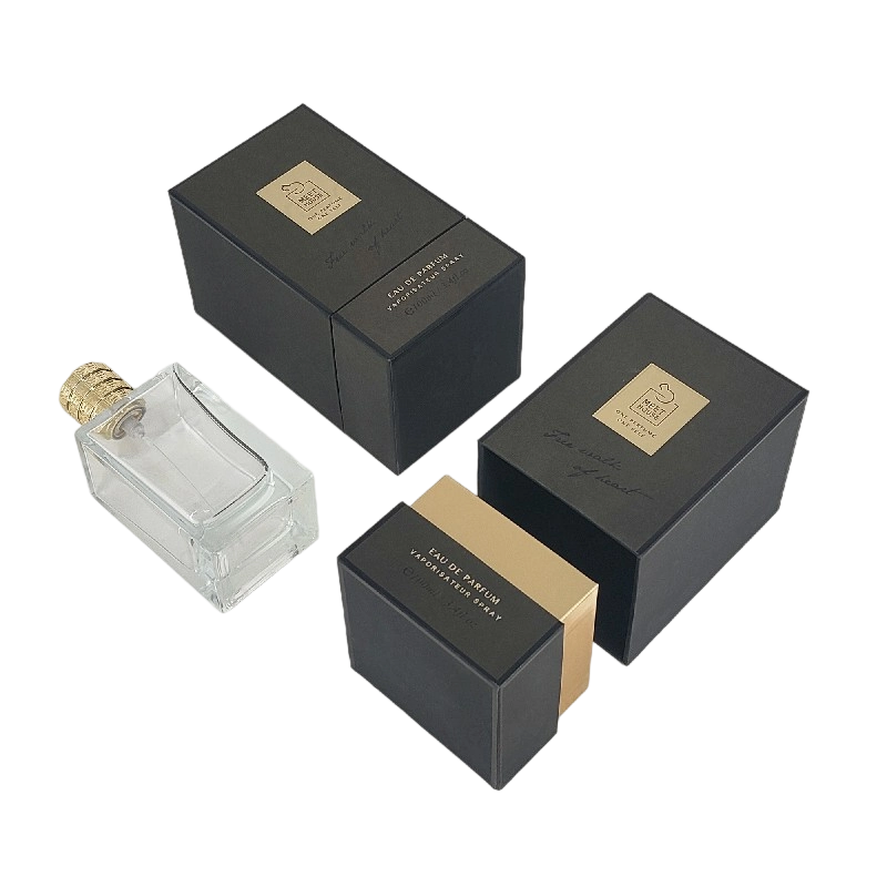 صندوق عطور من رقائق الذهب مع غطاء صلب وقاعدة وصينية من إسفنج EVA للعرض الفاخر HP034
