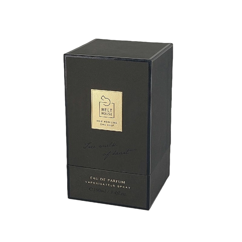 صندوق عطور من رقائق الذهب مع غطاء صلب وقاعدة وصينية من إسفنج EVA للعرض الفاخر HP034
