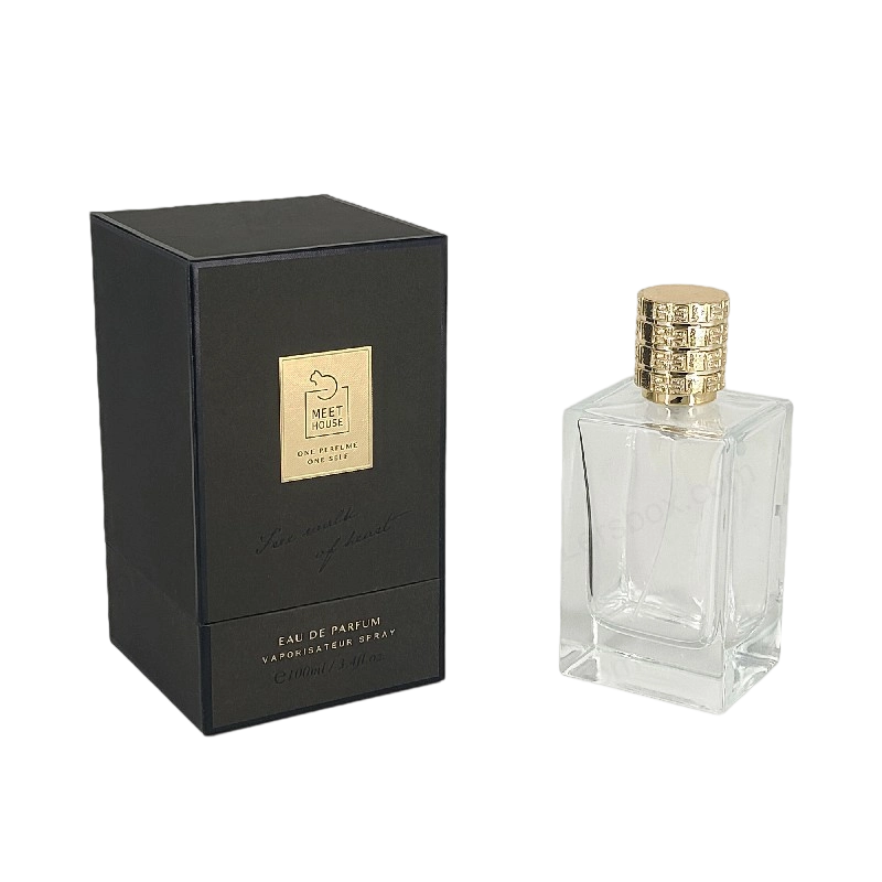 صندوق عطور من رقائق الذهب مع غطاء صلب وقاعدة وصينية من إسفنج EVA للعرض الفاخر HP034