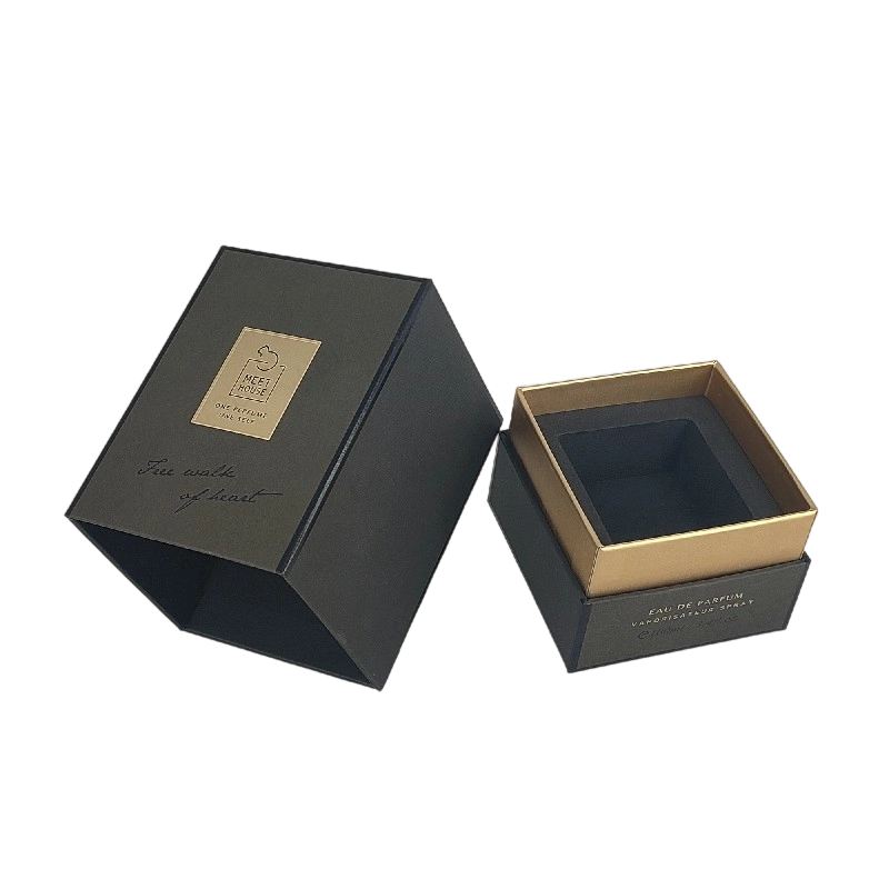 صندوق عطور من رقائق الذهب مع غطاء صلب وقاعدة وصينية من إسفنج EVA للعرض الفاخر HP034